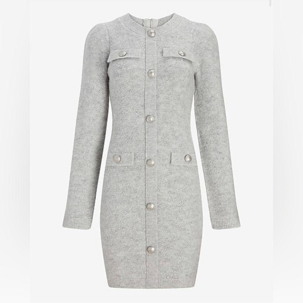 NWT Gray Pearl Button Sweater Dress – Size XL